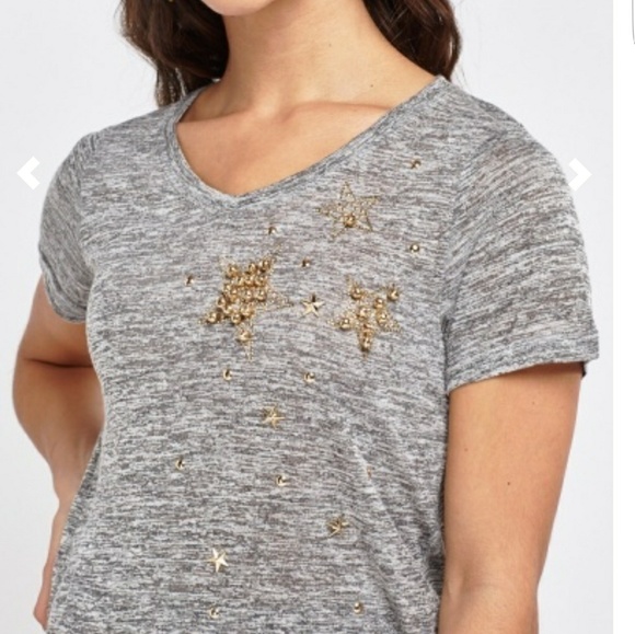 SALE $10 Gray tee w/bead & stud accents NWT•Multiple Sizes - Picture 4 of 8